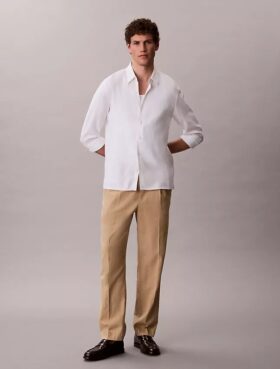 Plissierte Pull-On-Hose aus Leinenmischung