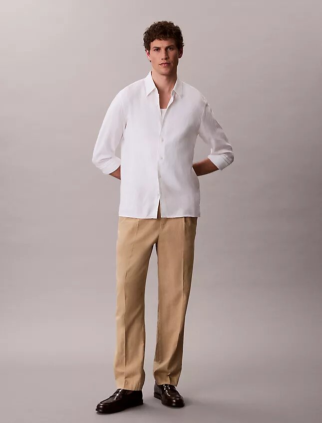 Plissierte Pull-On-Hose aus Leinenmischung Plissierte Pull-On-Hose aus Leinenmischung
