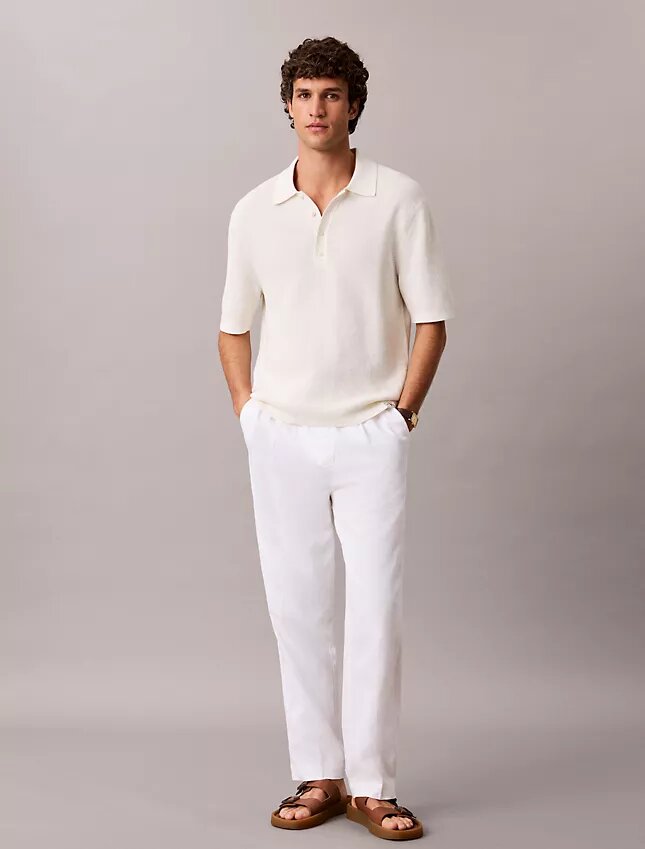 Plissierte Pull-On-Hose aus Leinenmischung Plissierte Pull-On-Hose aus Leinenmischung