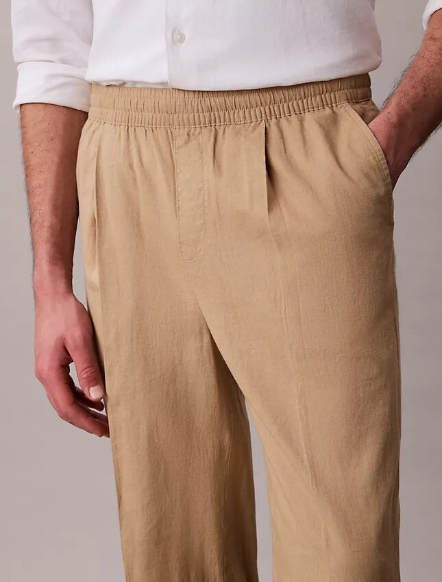 Plissierte Pull-On-Hose aus Leinenmischung Plissierte Pull-On-Hose aus Leinenmischung