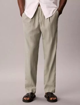 Plissierte Pull-On-Hose aus Leinenmischung