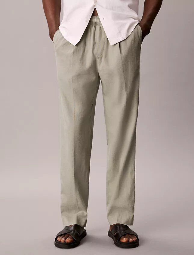 Plissierte Pull-On-Hose aus Leinenmischung Plissierte Pull-On-Hose aus Leinenmischung