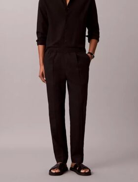 Plissierte Pull-On-Hose aus Leinenmischung