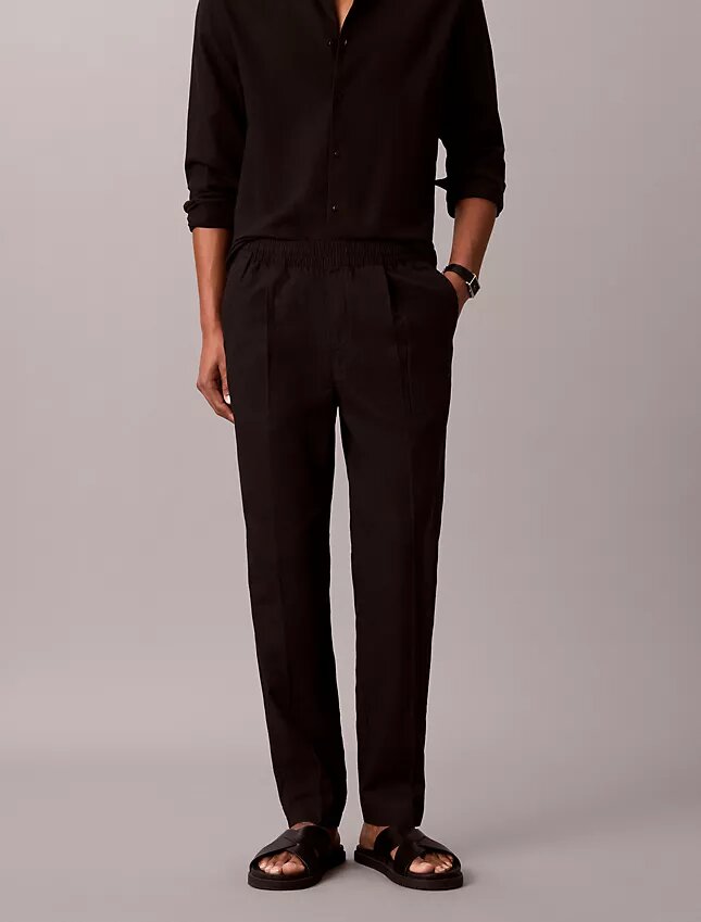 Plissierte Pull-On-Hose aus Leinenmischung Plissierte Pull-On-Hose aus Leinenmischung