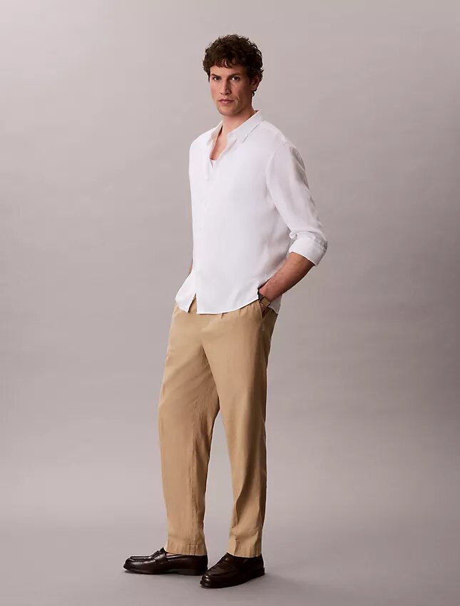 Plissierte Pull-On-Hose aus Leinenmischung Plissierte Pull-On-Hose aus Leinenmischung