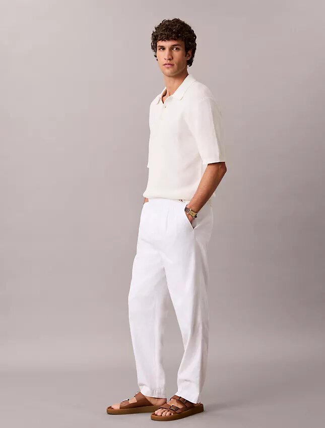 Plissierte Pull-On-Hose aus Leinenmischung Plissierte Pull-On-Hose aus Leinenmischung