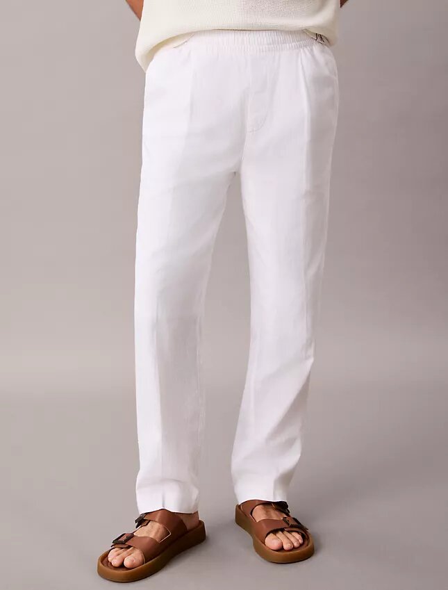Plissierte Pull-On-Hose aus Leinenmischung Plissierte Pull-On-Hose aus Leinenmischung