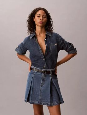 Plissierter Denim-Minirock