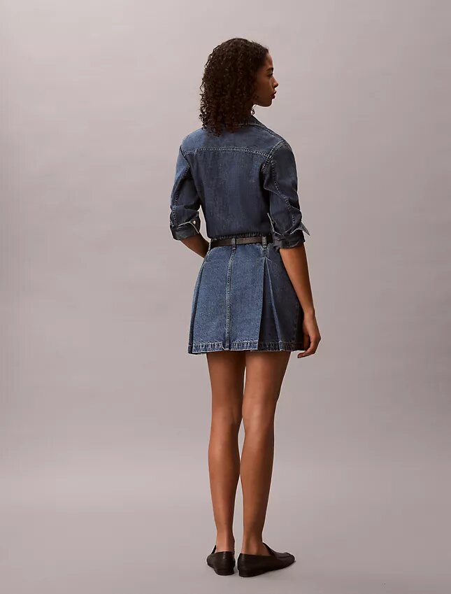 Plissierter Denim-Minirock Plissierter Denim-Minirock