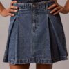 Plissierter Denim-Minirock Plissierter Denim-Minirock