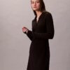 Polo-Mini-Kleid aus Baumwollripp mit V-Ausschnitt