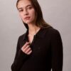 Polo-Mini-Kleid aus Baumwollripp mit V-Ausschnitt