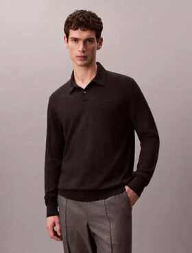 Polo-Pullover aus extrafeiner Merino-Mischung