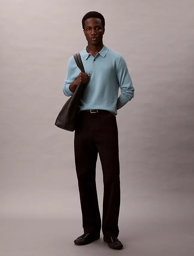 Polo-Pullover aus extrafeiner Merino-Mischung Polo-Pullover aus extrafeiner Merino-Mischung
