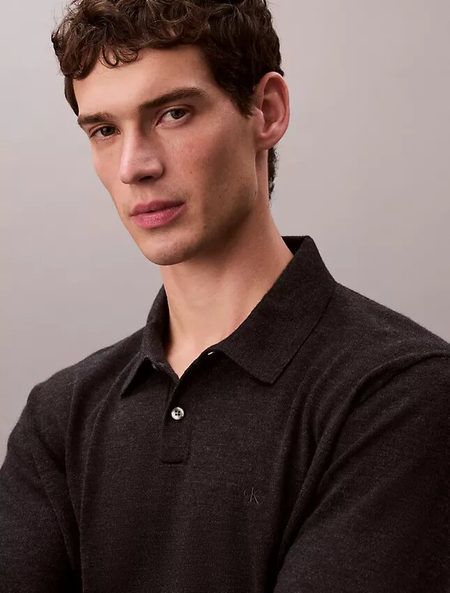 Polo-Pullover aus extrafeiner Merino-Mischung Polo-Pullover aus extrafeiner Merino-Mischung