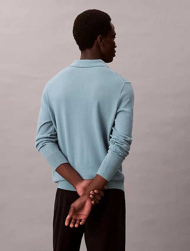 Polo-Pullover aus extrafeiner Merino-Mischung Polo-Pullover aus extrafeiner Merino-Mischung