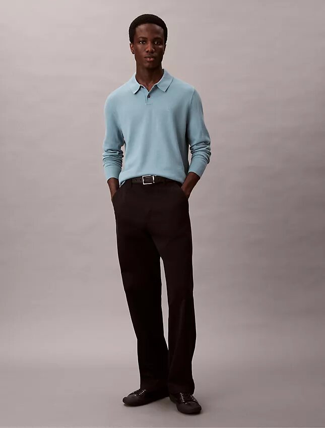 Polo-Pullover aus extrafeiner Merino-Mischung Polo-Pullover aus extrafeiner Merino-Mischung