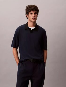 Polo-Pullover aus Leinenmischung