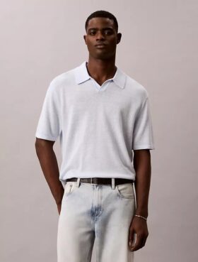 Polo-Pullover aus Leinenmischung