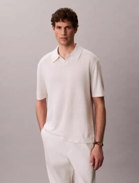 Polo-Pullover aus Leinenmischung