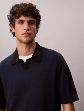 Polo-Pullover aus Leinenmischung