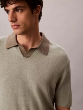 Polo-Pullover aus Leinenmischung