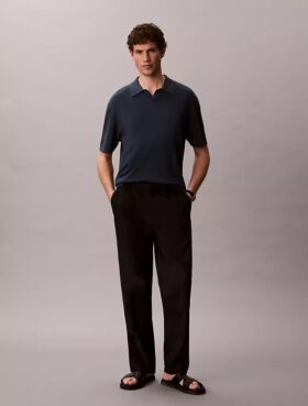 Polo-Pullover aus Leinenmischung