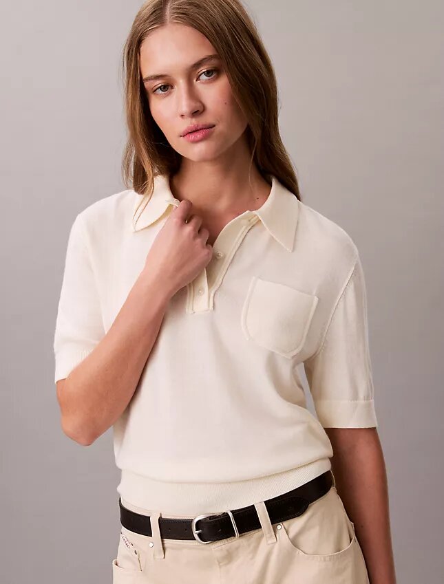 Polo-Pullover aus Merinowolle Polo-Pullover aus Merinowolle