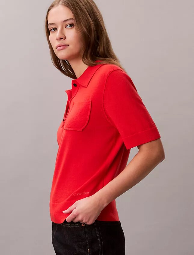 Polo-Pullover aus Merinowolle Polo-Pullover aus Merinowolle