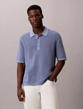 Polo-Pullover aus Waffelpiqué