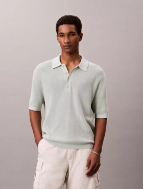Polo-Pullover aus Waffelpiqué