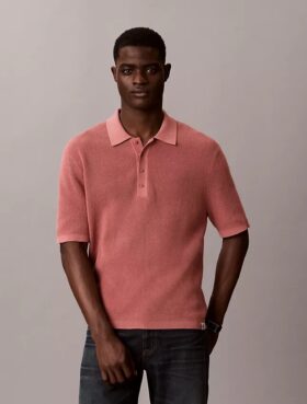 Polo-Pullover aus Waffelpiqué