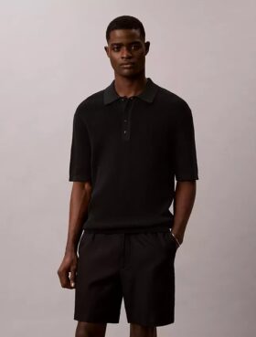 Polo-Pullover aus Waffelpiqué