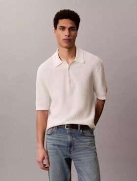 Polo-Pullover aus Waffelpiqué