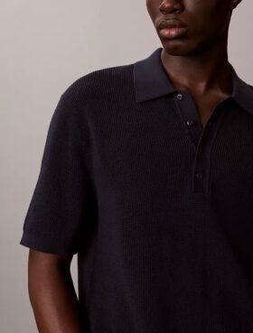 Polo-Pullover aus Waffelpiqué