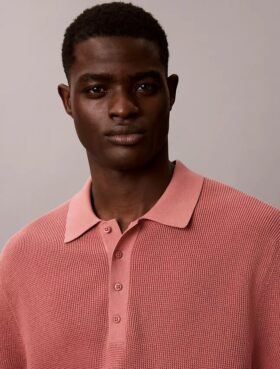 Polo-Pullover aus Waffelpiqué