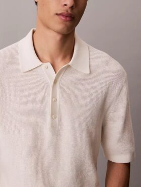 Polo-Pullover aus Waffelpiqué