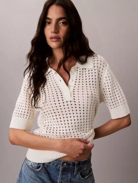 Polo-Shirt aus offenem Strick