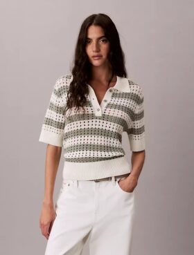 Polo-Shirt aus offenem Strick