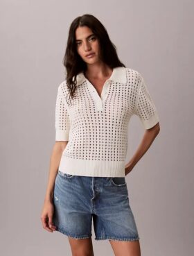 Polo-Shirt aus offenem Strick