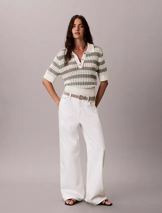 Polo-Shirt aus offenem Strick Polo-Shirt aus offenem Strick