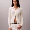 Polo-Strickjacke aus glatter Baumwollrippe