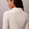 Polo-Strickjacke aus glatter Baumwollrippe