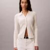 Polo-Strickjacke aus glatter Baumwollrippe