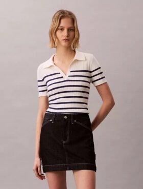 Polo-T-Shirt aus glattem Baumwollrippstoff