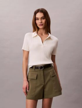 Polo-T-Shirt aus glatter Baumwollrippe