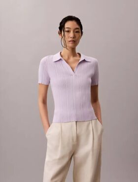Polo-T-Shirt aus glatter Baumwollrippe