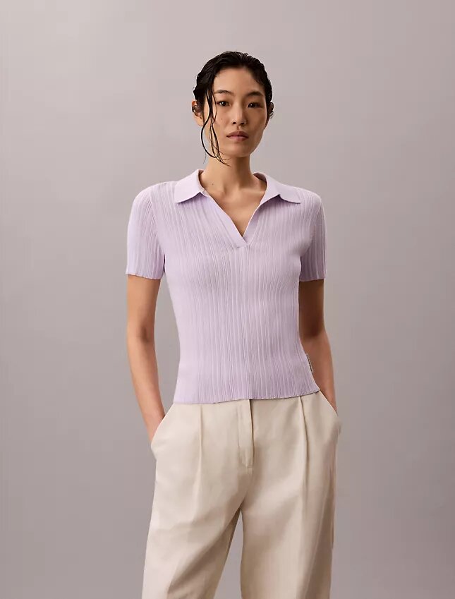 Polo-T-Shirt aus glatter Baumwollrippe Polo-T-Shirt aus glatter Baumwollrippe