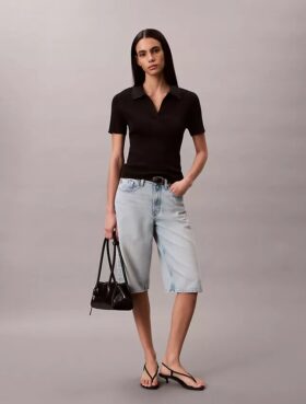 Polo-T-Shirt aus glatter Baumwollrippe