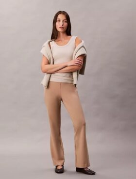 Ponte-Hose mit schmalem, ausgestelltem Bein